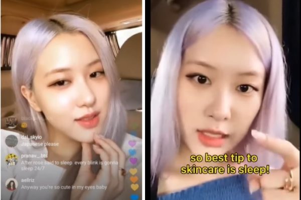 Blackpink Rose sharing beauty skincare tip on Instagram live